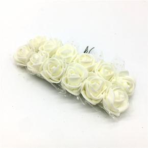 PE Foam Rose Head Flower Artificial For Ar t/ Craf / jewellwry making - White - 12pc