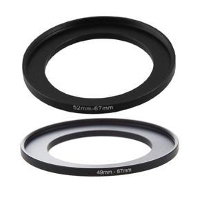 BRADOO- 2Pcs Camera Lens Filter Step Up Ring Adapter Black - 49Mm-67Mm & 52Mm-67Mm