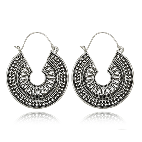 Vintage Bohemian Hollow Retro Geometric Punk Alloy Hoop Earrings for Women Simple New Collection Boho Jewelry for Party - Indian Ethnic Dangle Earrings for Girls Simple Stylish Fashion