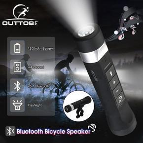 Outtobe V5.1 Bicycle Light Bicycle Bike Cycling Light Speaker Outdoor Sport Power B ank F lashlight Mp3 Player for Bluetooth-compatible Stereo Subwoofer Hands-free Phone For Bike LED F lashlight Music