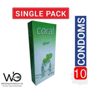 Coral - Mint Flavored Natural Lubricated Condom - Single 10pcs Pack