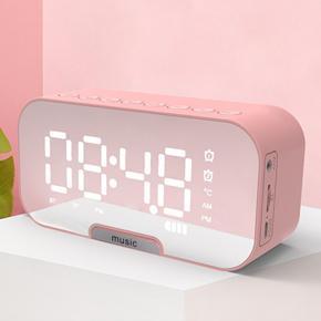 Leno Portable Bluetooth Speaker Clock Super Bass Wireless Stereo Speakers Support TF AUX mirror Alarm Clock Mirror for Phone Computer