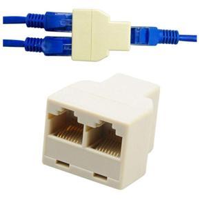 1PCS 1 To 2 Way LAN Ethernet Network Cable RJ45 Female Splitter Connector Adapter for Computer White High Qualit