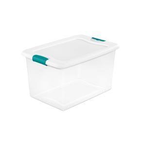 Sterilite 16 Gallon Latch Plastic Storage Box, White and Clear
