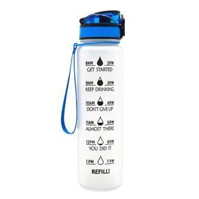 1.5L Sports Water Bottle with Capacity Time Marker BPA Free Leakproof Reusable Drinking Kettle for Camping Cycling Fitness Sport Office School Gym Workout