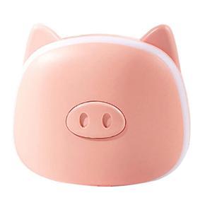 Portable Cosmetic LED Makeup Mirror Light Hand Warmer USB Charging Electric Heater Folding Beauty Mirror - Pink Pig