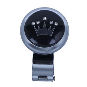 Crown Pattern Metal Plastic Handle Steering Wheel Spinner Knob for Auto Truck black