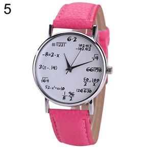 Women's Men's Fashion Math Formula Equation Dial Faux Leather Quartz Wrist Watch