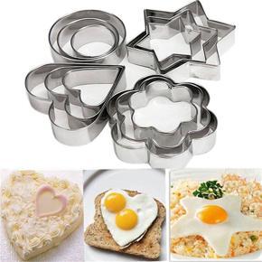 Stainless Steel Cookie Cutter 12 Pieces Egg Mold Tools - Silver Color