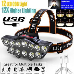 LED Headlamp Rechargeable Fishing Headlamp Super Bright Camping Lantern Light Waterproof Hiking Head Lamp