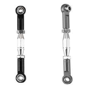 2 Set for WLtoys 144001 1/14 RC Car Spare Parts Metal Linkage Servo Pull Rod Steering Tie Rod Set, Black & Grey