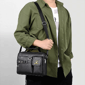 Men's PU Leather Shoulder Bag Fashion Male Real Cowhide Messenger Crossbody Bag Men Business Travel Handbag Boy Phone Bag