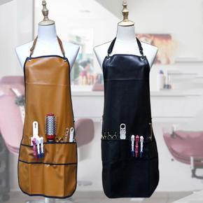 Professional Barber Apron with Pockets Leather Waterproof PU Hairdressing Apron Cape Cutting Hair Cape for Barber