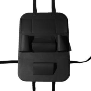 Pu Leather Car Seat Back Organizer Backseat Storage Box Black