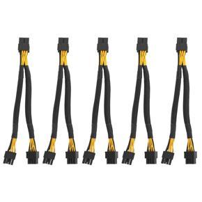 5PCS GPU PCIe 8 Pin Female to Dual 2X 8 Pin(6+2)Male PCI Express Power Adapter Braided Y-Splitter Extension Cable,20cm