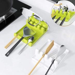 Spoon Utensil Holder Stand Plastic Ladle Shovel Rest Pot Cover Cutlery Spatula Holder Rack Kitchen Cooking Accessories