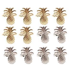 12Pcs Pineapple Napkin Ring Metal Plating Napkin Ring Ring Stand for Christmas Wedding Holiday Party Table Decoration