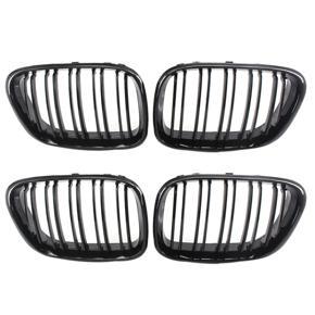 ARELENE 2X Front Grill Grilles Kidney Grill Replacement for BMW X5 E53 1998-2003 Double Slat Sport Style Gloss Black