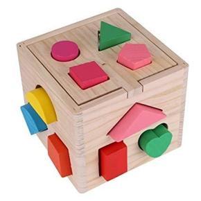 15 Holes Intelligence Shape Box of Geometric Building Blocks Matched Children Educational Wooden Toys - Multicolors
