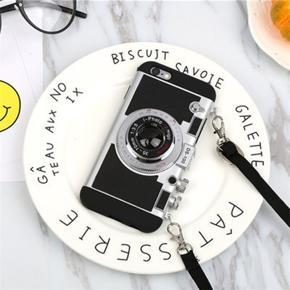 Phone Case Anti-fall Cute 3D Cool Unique Camera Design With Vintage Lanyard For IPhone