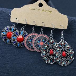 New Trendy 3 pairs = 6 Pcs Vintage Antique Bohemian Ethnic Dangle Drop Fashionable Stylish Simple Big Size Earrings Set for Girls Simple Stylish Fashion/ Earrings for Girls - Gifts for Women