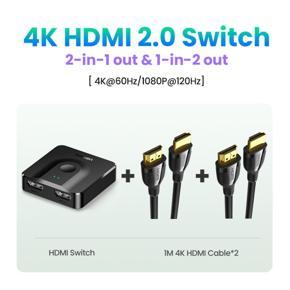 Ugreen HDMI Splitter 4K HDMI Switch for Mi Box Bi-Direction 1x2/2x1 Adapter HDMI Switcher 2 in 1 out for PS4 HDMI Switch