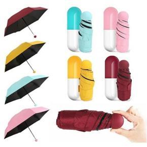 7" Mini Folding Capsule Umbrella With Cute Capsule Case