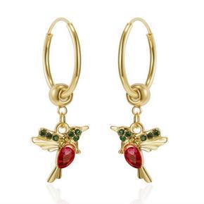 Explosive Red And Blue Hummingbird Earrings Fashion Bird Earrings Animal Pendant Earrings
