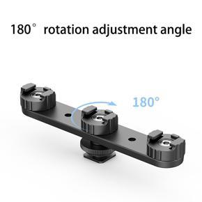 Ulanzi PT-23 Three-Cold Shoe Expansion Bracket 1/4 Screw Hole 180° Rotating Expansion Bracket for Camera Tripod Phone Clip