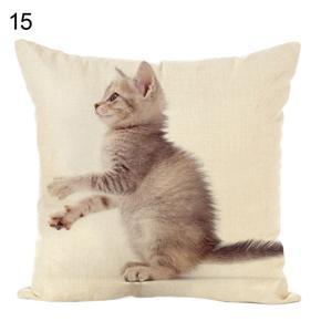 Cute Cat Soft Linen Throw Pillow Case Cushion Cover Home Car Sofa Bed Decor