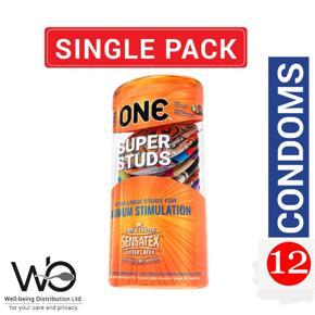 One Condom - Super Studs Condoms (Formerly 576 Sensations) - Large Single Pack - 12x1=12pcs