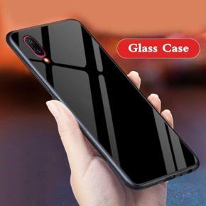 Huawei Y6 Pro 2019 Luxury Shockproof TPU Bumper Back Glass Back Cover Glass Case