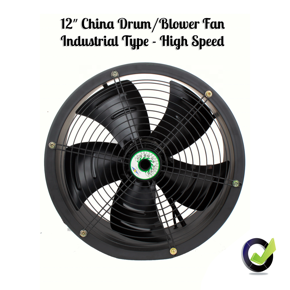 12″ China Axial Drum / Blower Fan - Industrial Type - High Speed