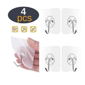 4 Piece of Transparent Self-adhesive Wall Hanging Hook Suction Shelf Suitable for Home for Kitchen and Bathroom Wall Coat Rack