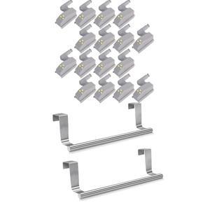 16Pcs Hinge Led Sensor Light for Kitchen Cabinet & 2pcs Stainless Steel over Door Towel Rack Bar Holders