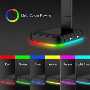 XHHDQES RGB Earphone Holder Hub with 2 USB Charging Ports Headphones Display Stand Compatible Gamer PC Desktop Computer Notebook