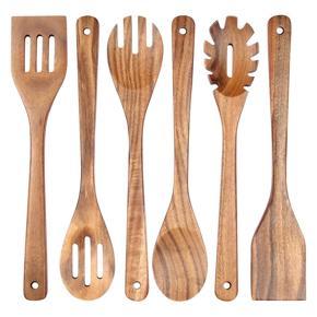 Wooden Spoons for Cooking - 6 Piece Non Stick Wooden Spoon Set
