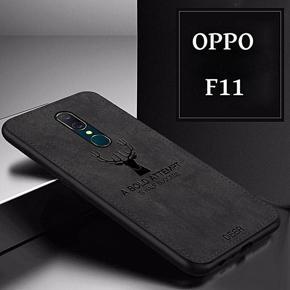 OPPO F11 /A9 Luxury Deer Head Printed Case Cloth Fabric Durable TPU Cover Rubber Bumper Shell