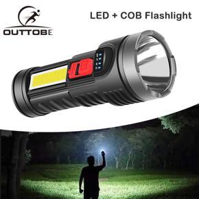 Outtobe Handheld Flash light Emergency Electric Torch Light Portable Lamp Light Camping Hiking Outdoor Reader Lamp Work Lights Flash light Bright Searchlight Spotlight LED Rechargeable Flash light