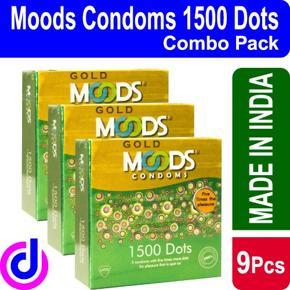 Moods Gold 1500 Dot Condom For Men-3 x 3 = 9 pcs - ( Combo Pack )