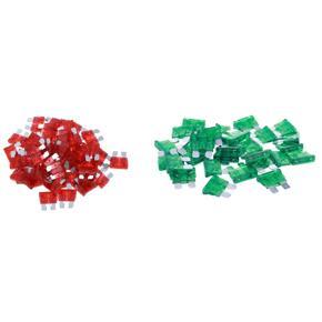 BRADOO- 50Pcs Car ATC ATO Blade Fuse Fuse Fuse Red 10A with 30Pcs Vehicle Car 30A 30Amp Green Body Two Prong Blade ATC Fuse