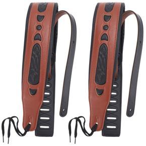 2X Leather Cowhide Guitar Strap for Electric Bass Guitar Adjustable Padded Browm Color