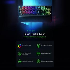 Razer BlackWidow V3 Mechanical Gaming Keyboard 104 Keys Wired Gaming Keyboard with Razer Chroma RGB Effect Razer Yellow Switch