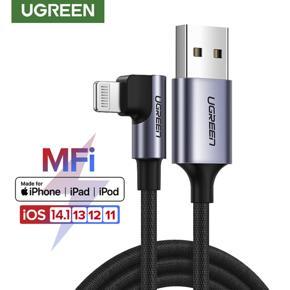 UGREEN iPhone Charger Cable Right Angled 90 Degree for Gaming pubg Cable Lightning to USB A Data Cable [Apple MFi Certified] for iPhone XS/XS Max/XR/X/8/8 Plus/ 7/7 plus/ 6s/ 6s Plus/ 6/6 plus/iPad Ai