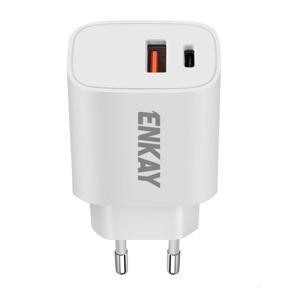 Hat-Prince ENKAY EU Plug QC 3.0 + PD 20W Power Adapter USB-C + USB-A Super Fast Charging Portable Travel Charger