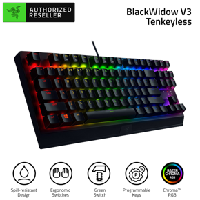 Razer BlackWidow V3 Tenkeyless Wired Gaming Keyboard 87 Keys RGB Mechanical Keyboard with Razer Yellow Mechanical Switches