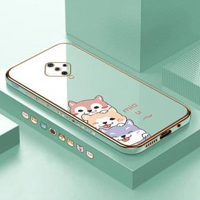 Hontinga for Vivo S1 Pro Back Cover Luxury 6D Plating Cute Cartoon Printing Side Pattern Case Soft Silicone Square Phone Cases