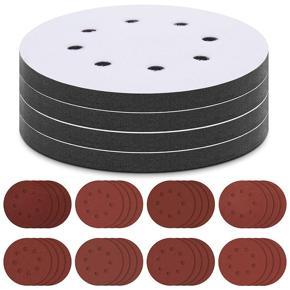 ARELENE 36 Pieces 8 Holes 5 Inch Interface Pads and Sanding Discs Set Hook and Loop Sanding Discs for Sander Polishing