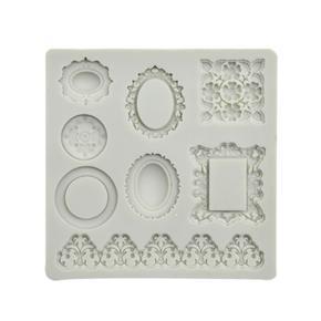 3D Fondant Cake Mold Vintage Mirror Frame Silicone Molds Cooking Tools Mould