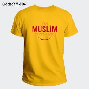 Muslim Yellow Half Sleeve T-Shirt For Men